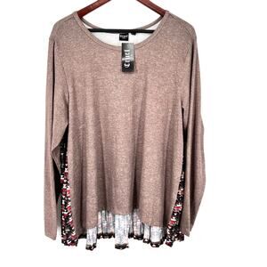 NEW NWT Cruel Denim Plus Size XXL Super Soft Pleated Lounge Blouse Shirt Top